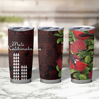 Hawaii Mele Kalikimaka Kakau Tumbler Cup I'iwi Bird on Ohia Lehua LT7 - Polynesian Pride