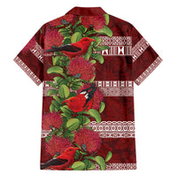 Hawaii Christmas Mele Kalikimaka Family Matching Off Shoulder Maxi Dress and Hawaiian Shirt I'iwi Bird on Ohia Lehua LT7 - Polynesian Pride