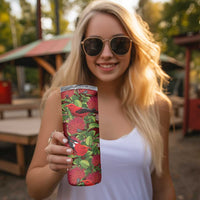 Hawaii Christmas Mele Kalikimaka Skinny Tumbler I'iwi Bird on Ohia Lehua LT7 - Polynesian Pride