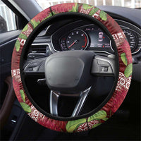Hawaii Christmas Mele Kalikimaka Steering Wheel Cover I'iwi Bird on Ohia Lehua LT7 - Polynesian Pride