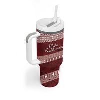 Hawaii Christmas Mele Kalikimaka Tumbler With Handle I'iwi Bird on Ohia Lehua