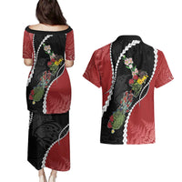 New Zealand Christmas Couples Matching Puletasi and Hawaiian Shirt Flora Map with Birds LT7 - Polynesian Pride