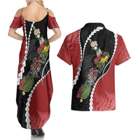 New Zealand Christmas Couples Matching Summer Maxi Dress and Hawaiian Shirt Flora Map with Birds LT7 - Polynesian Pride