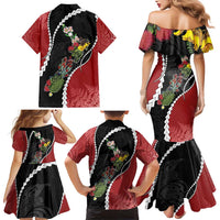 New Zealand Christmas Family Matching Mermaid Dress and Hawaiian Shirt Flora Map with Birds LT7 - Polynesian Pride