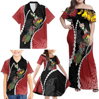 New Zealand Christmas Family Matching Off Shoulder Maxi Dress and Hawaiian Shirt Flora Map with Birds LT7 - Polynesian Pride