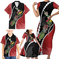 New Zealand Christmas Family Matching Short Sleeve Bodycon Dress and Hawaiian Shirt Flora Map with Birds LT7 - Polynesian Pride