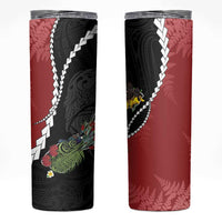 New Zealand Christmas Skinny Tumbler Flora Map with Birds LT7 Black - Polynesian Pride