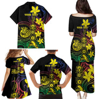 New Caledonia Kanaky Personalized Family Matching Puletasi and Hawaiian Shirt Fleche Faitiere - Plumeria LT7 - Polynesian Pride