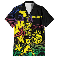New Caledonia Kanaky Personalized Family Matching Tank Maxi Dress and Hawaiian Shirt Fleche Faitiere - Plumeria LT7 Dad's Shirt - Short Sleeve Colorful - Polynesian Pride