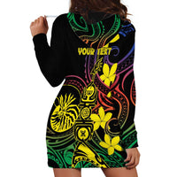 New Caledonia Kanaky Personalized Hoodie Dress Fleche Faitiere - Plumeria LT7 - Polynesian Pride