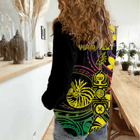 New Caledonia Kanaky Personalized Women Casual Shirt Fleche Faitiere - Plumeria LT7 - Polynesian Pride