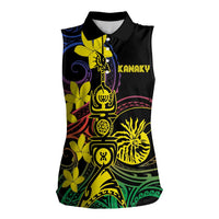 New Caledonia Kanaky Personalized Women Sleeveless Polo Shirt Fleche Faitiere - Plumeria LT7 Female Colorful - Polynesian Pride