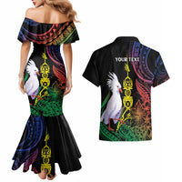 New Caledonia Kanaky Personalized Couples Matching Mermaid Dress and Hawaiian Shirt Fleche Faitiere Mix Kagu LT7 - Polynesian Pride