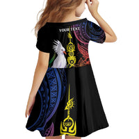 New Caledonia Kanaky Personalized Family Matching Long Sleeve Bodycon Dress and Hawaiian Shirt Fleche Faitiere Mix Kagu LT7 - Polynesian Pride