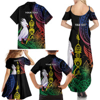 New Caledonia Kanaky Personalized Family Matching Summer Maxi Dress and Hawaiian Shirt Fleche Faitiere Mix Kagu LT7 - Polynesian Pride