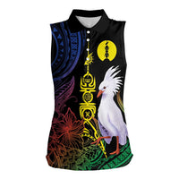 New Caledonia Kanaky Personalized Women Sleeveless Polo Shirt Fleche Faitiere Mix Kagu LT7 Female Colorful - Polynesian Pride