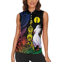 New Caledonia Kanaky Personalized Women Sleeveless Polo Shirt Fleche Faitiere Mix Kagu LT7 - Polynesian Pride
