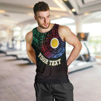 Personalised Vanuatu Men Tank Top Turtle Chest Tattoo Flag Color - Shefa LT7 - Polynesian Pride