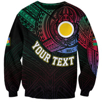 Personalised Vanuatu Sweatshirt Turtle Chest Tattoo Flag Color - Shefa LT7 Unisex Black - Polynesian Pride