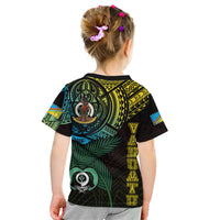 Personalised Vanuatu Kid T Shirt Turtle Chest Tattoo Flag Color - Torba LT7 - Polynesian Pride