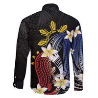 Personalized Philippines Tribal Family Matching Short Sleeve Bodycon Dress and Hawaiian Shirt Tropical Waves - Plumeria LT7 - Polynesian Pride