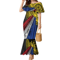 Philippines Sun Family Matching Mermaid Dress and Hawaiian Shirt Pasifika Tribal Style LT7 Mom's Dress Black - Polynesian Pride