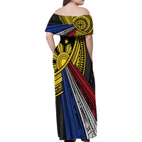 Philippines Sun Family Matching Off Shoulder Maxi Dress and Hawaiian Shirt Pasifika Tribal Style LT7 - Polynesian Pride