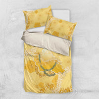 Hawaii Oahu Island Flowers Lei Bedding Set Yellow Ilima Mix Plumeria