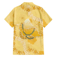 Hawaii Oahu Island Flowers Lei Family Matching Mermaid Dress and Hawaiian Shirt Yellow Ilima Mix Plumeria LT7 - Polynesian Pride