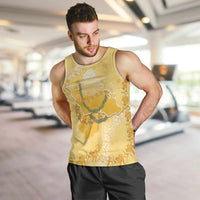 Hawaii Oahu Island Flowers Lei Men Tank Top Yellow Ilima Mix Plumeria
