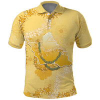 Hawaii Oahu Island Flowers Lei Polo Shirt Yellow Ilima Mix Plumeria LT7 Yellow - Polynesian Pride