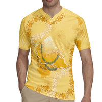 Hawaii Oahu Island Flowers Lei Rugby Jersey Yellow Ilima Mix Plumeria