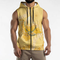Hawaii Oahu Island Flowers Lei Sleeveless Zip Hoodie Yellow Ilima Mix Plumeria LT7 - Polynesian Pride