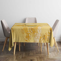 Hawaii Oahu Island Flowers Lei Tablecloth Yellow Ilima Mix Plumeria