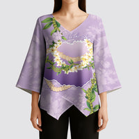 Hawaii Kauai Island Flowers Lei Kimono Sleeve Blouse Mokihana Lei