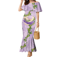 Hawaii Kauai Island Flowers Lei Mermaid Dress Mokihana Lei LT7 Women Lavender - Polynesian Pride
