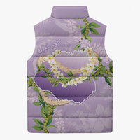 Hawaii Kauai Island Flowers Lei Sleeveless Puffer Jacket Mokihana Lei