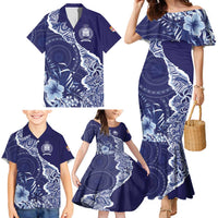 Fiji Queen Victoria School Personalised Family Matching Mermaid Dress and Hawaiian Shirt Masi Tapa Torn Style LT7 - Polynesian Pride