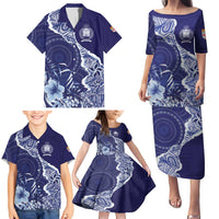 Fiji Queen Victoria School Personalised Family Matching Puletasi and Hawaiian Shirt Masi Tapa Torn Style LT7 - Polynesian Pride