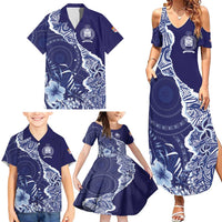 Fiji Queen Victoria School Personalised Family Matching Summer Maxi Dress and Hawaiian Shirt Masi Tapa Torn Style LT7 - Polynesian Pride