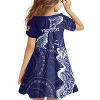 Fiji Queen Victoria School Personalised Kid Short Sleeve Dress Masi Tapa Torn Style