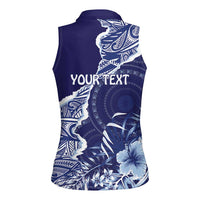 Fiji Queen Victoria School Personalised Women Sleeveless Polo Shirt Masi Tapa Torn Style LT7 - Polynesian Pride