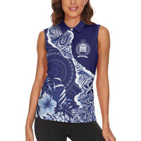 Fiji Queen Victoria School Personalised Women Sleeveless Polo Shirt Masi Tapa Torn Style LT7 - Polynesian Pride