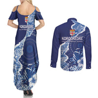 Fiji Lelean Memorial School Personalised Couples Matching Summer Maxi Dress and Long Sleeve Button Shirt Korodredre Davuilevu Masi Mix Style LT7 - Polynesian Pride