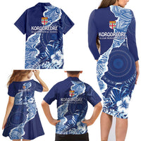Fiji Lelean Memorial School Personalised Family Matching Long Sleeve Bodycon Dress and Hawaiian Shirt Korodredre Davuilevu Masi Mix Style LT7 - Polynesian Pride
