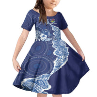 Fiji Lelean Memorial School Personalised Family Matching Mermaid Dress and Hawaiian Shirt Korodredre Davuilevu Masi Mix Style LT7 Daughter's Dress Blue - Polynesian Pride