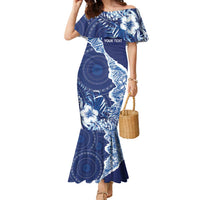 Fiji Lelean Memorial School Personalised Family Matching Mermaid Dress and Hawaiian Shirt Korodredre Davuilevu Masi Mix Style LT7 Mom's Dress Blue - Polynesian Pride