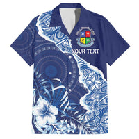 Fiji Lelean Memorial School Personalised Family Matching Off The Shoulder Long Sleeve Dress and Hawaiian Shirt Korodredre Davuilevu Masi Mix Style LT7 Dad's Shirt - Short Sleeve Blue - Polynesian Pride