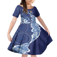 Fiji Lelean Memorial School Personalised Family Matching Summer Maxi Dress and Hawaiian Shirt Korodredre Davuilevu Masi Mix Style LT7 Daughter's Dress Blue - Polynesian Pride