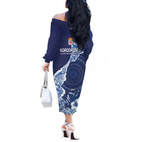 Fiji Lelean Memorial School Personalised Off The Shoulder Long Sleeve Dress Korodredre Davuilevu Masi Mix Style LT7 - Polynesian Pride